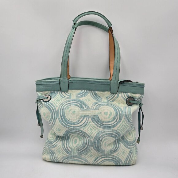 Coach Audrey Signature Op Art Swirl Tote Bag Aqua Cream A1193-17044 - Picture 15 of 15